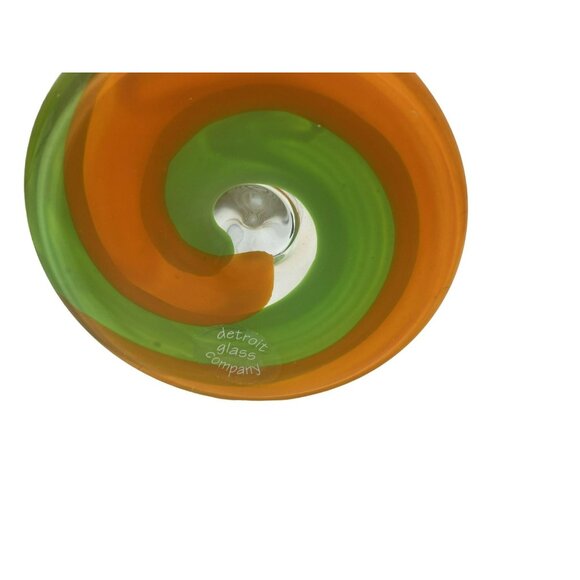 Set of 2 Detroit Glass Company Hand-Painted Swirl Martini Glasses Orange/Green a - Picture 3 of 3